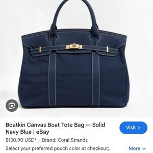 Navy Blue Canvas Satchel Tote